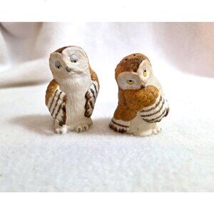 Vintage Franklin Mint Shy Barn Owl Salt & Pepper Shakers 1987 Noah's Ark Set